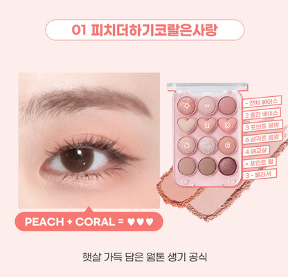 Colorgram Pin Point Eyeshadow Palette | #01 Peach Plus Coral Is Love